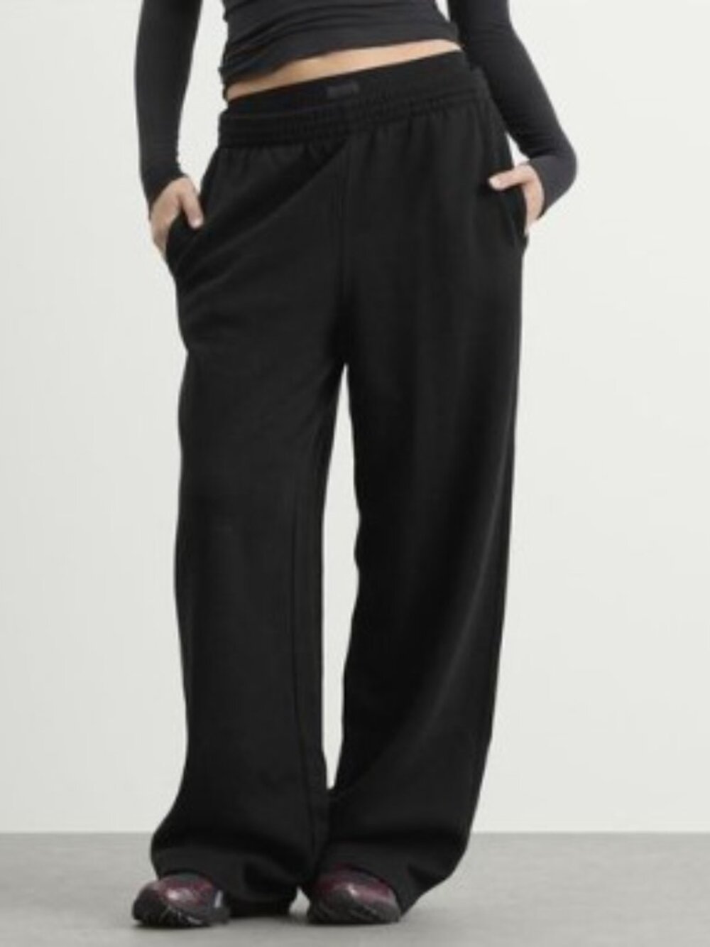 🌸 Skims Cotton Fleece Exposed Boxer Pant | Onyx | M | NWT 🏷️